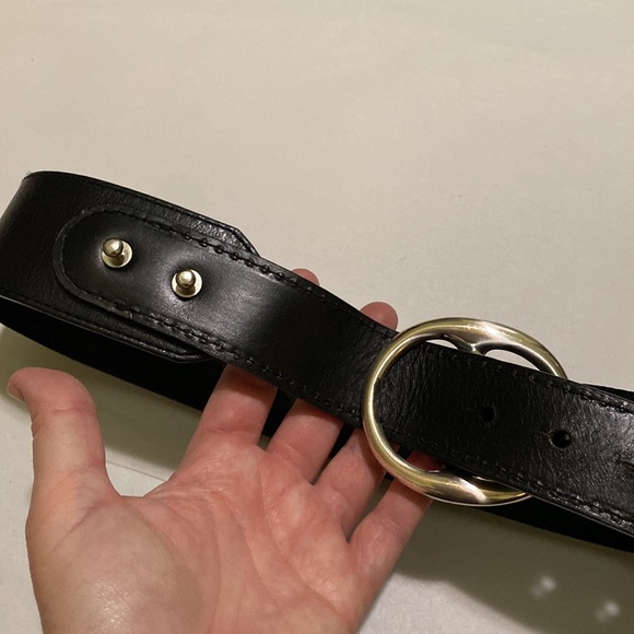 Fossil Black Leather & Suede Waist Belt with Silver Tone Hardware XS - Picture 8 of 16